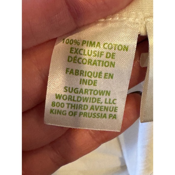 Lilly Pulitzer Shirt Women Small White Pink Idara One Shoulder‎ Eyelet Pom Pom - Picture 10 of 12